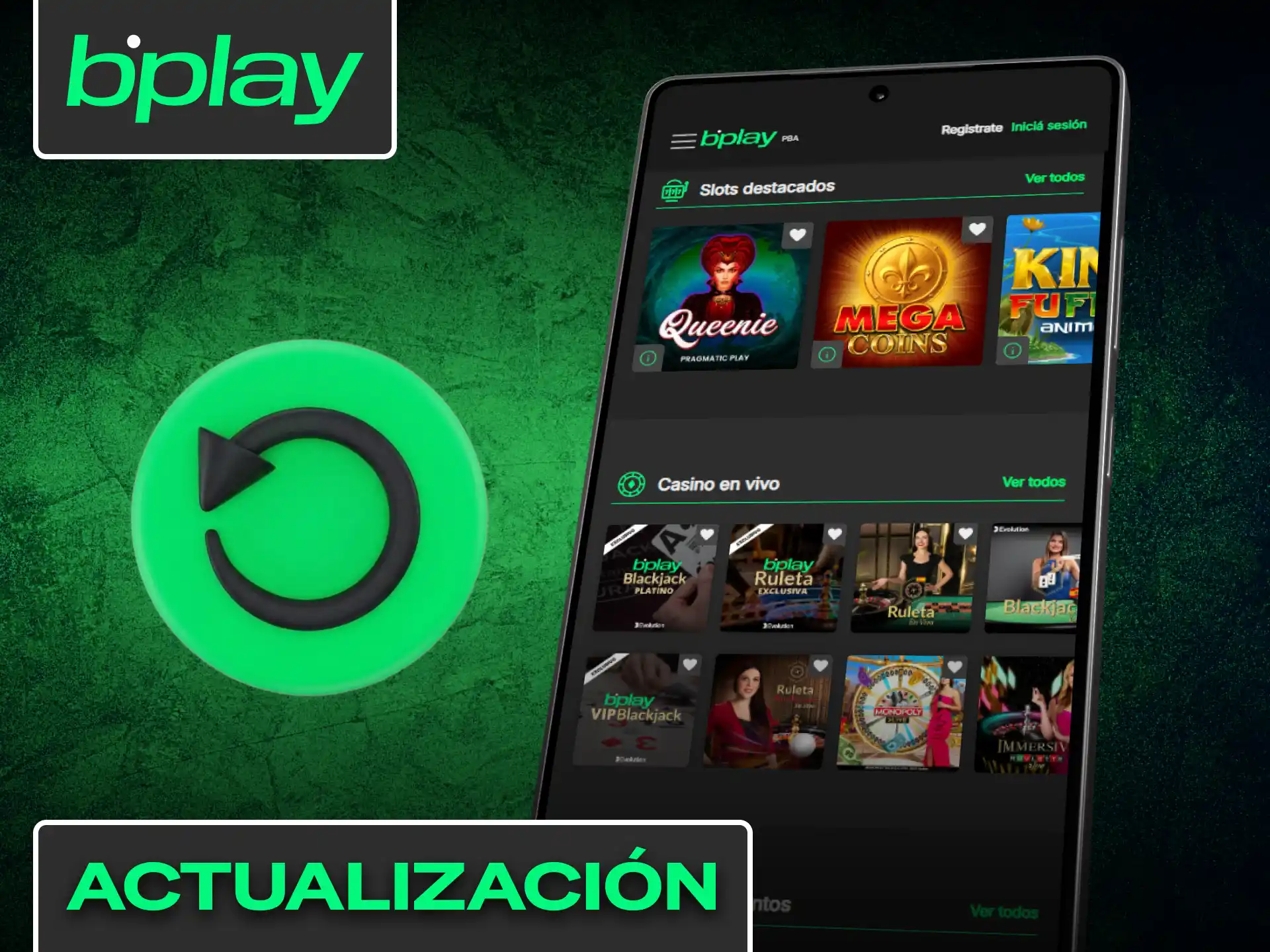 Mantén tu aplicación de Bplay actualizada para acceder a nuevas funciones.