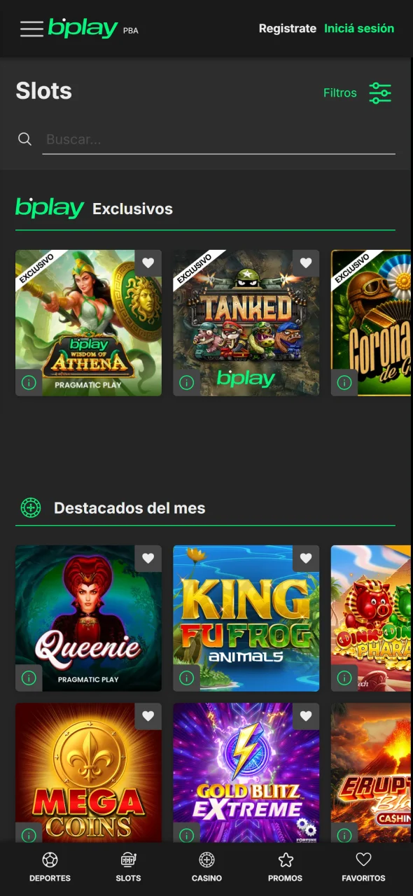 Disfruta de cientos de tragamonedas y juegos de casino en la app Bplay.