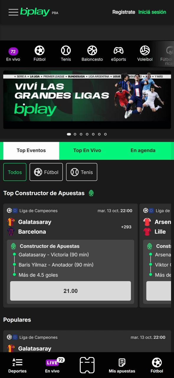 Realiza tus apuestas deportivas favoritas de manera rápida en la app Bplay.