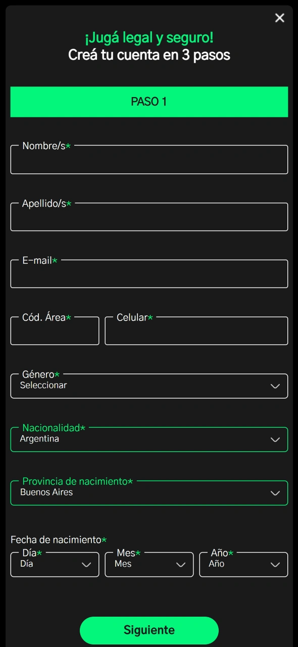 Crea tu cuenta de usuario directamente desde el formulario de la app Bplay.