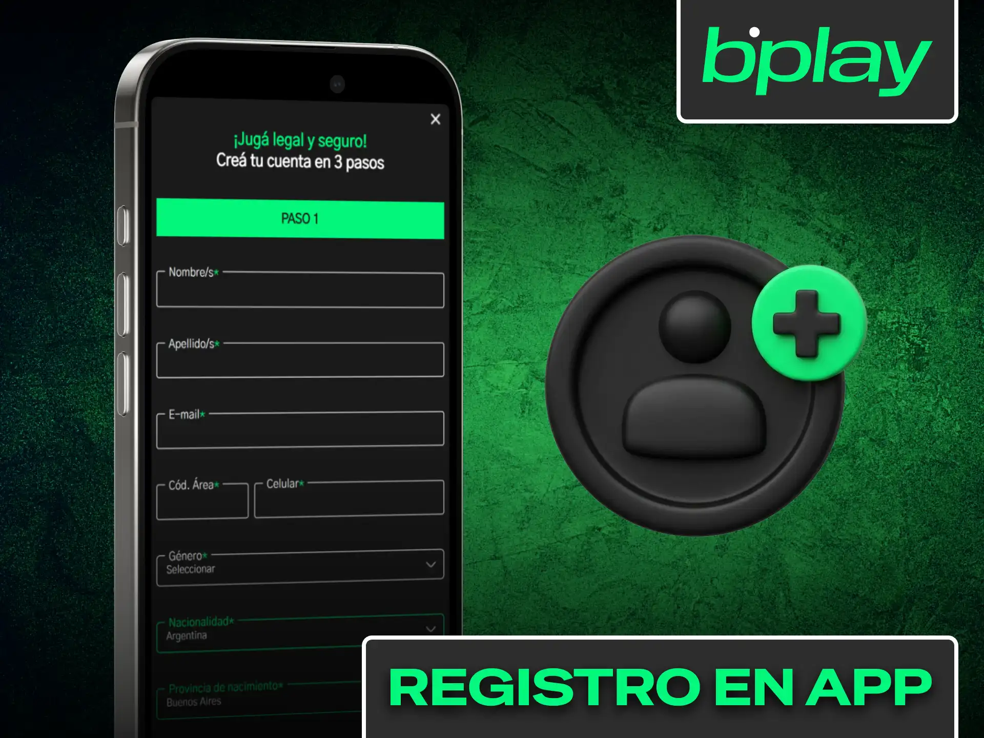 Registra tu nueva cuenta de usuario fácil y rápido desde Bplay.
