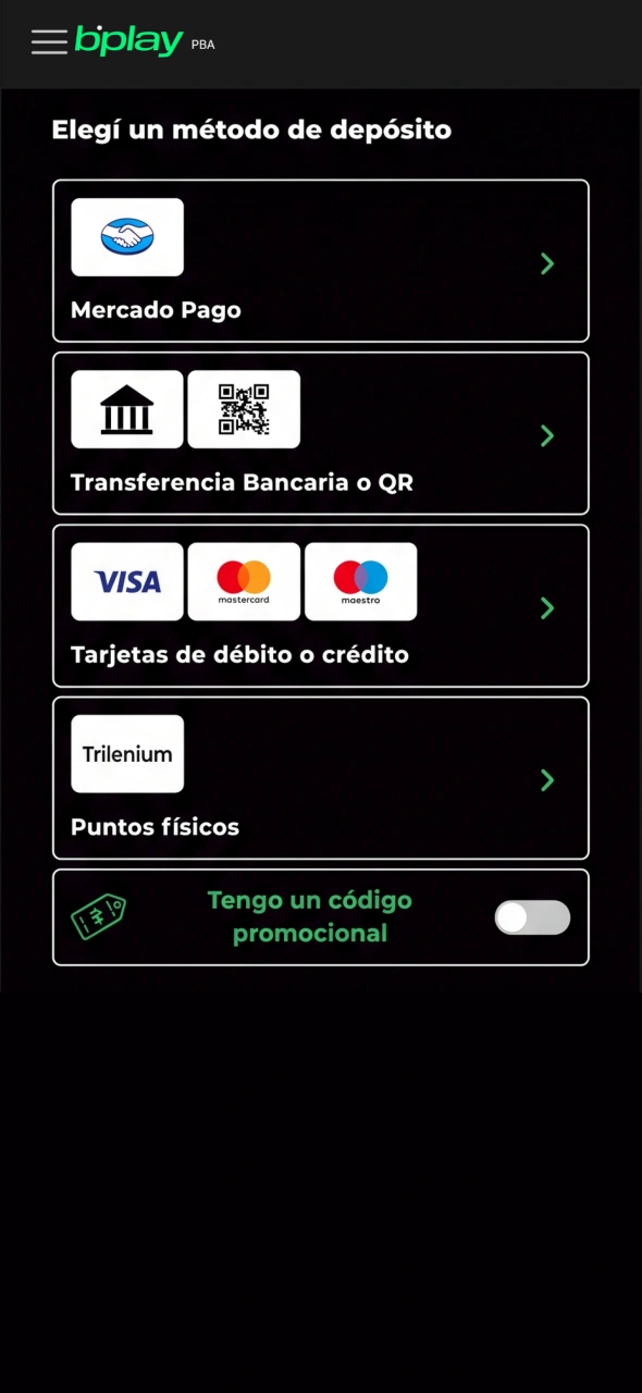Elegí tu método de pago preferido para operar dentro de Bplay.
