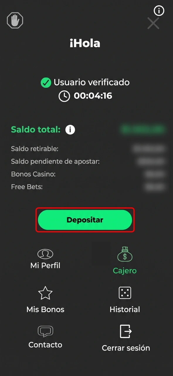 Navegá a la sección de depósito desde el menú de Bplay.