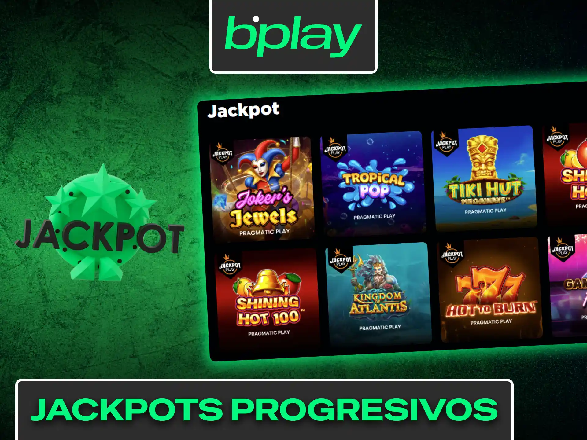 Compite por enormes pozos acumulados en las tragamonedas con jackpots progresivos en Bplay.