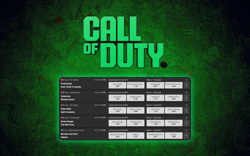 Encuentra mercados competitivos para las mejores ligas de Call of Duty en Bplay.