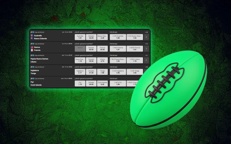 Sigue todos los torneos nacionales e internacionales de rugby para apostar en Bplay.