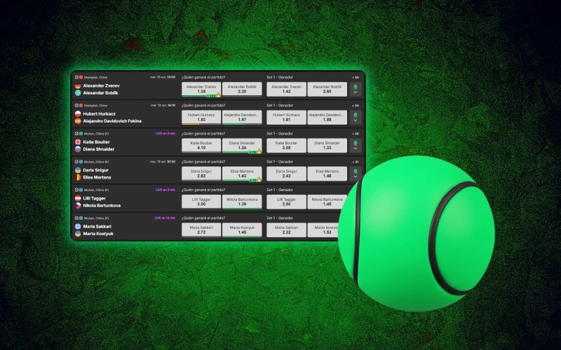 Encuentra excelentes cuotas para apostar en Grand Slams y torneos del circuito de tenis en Bplay.