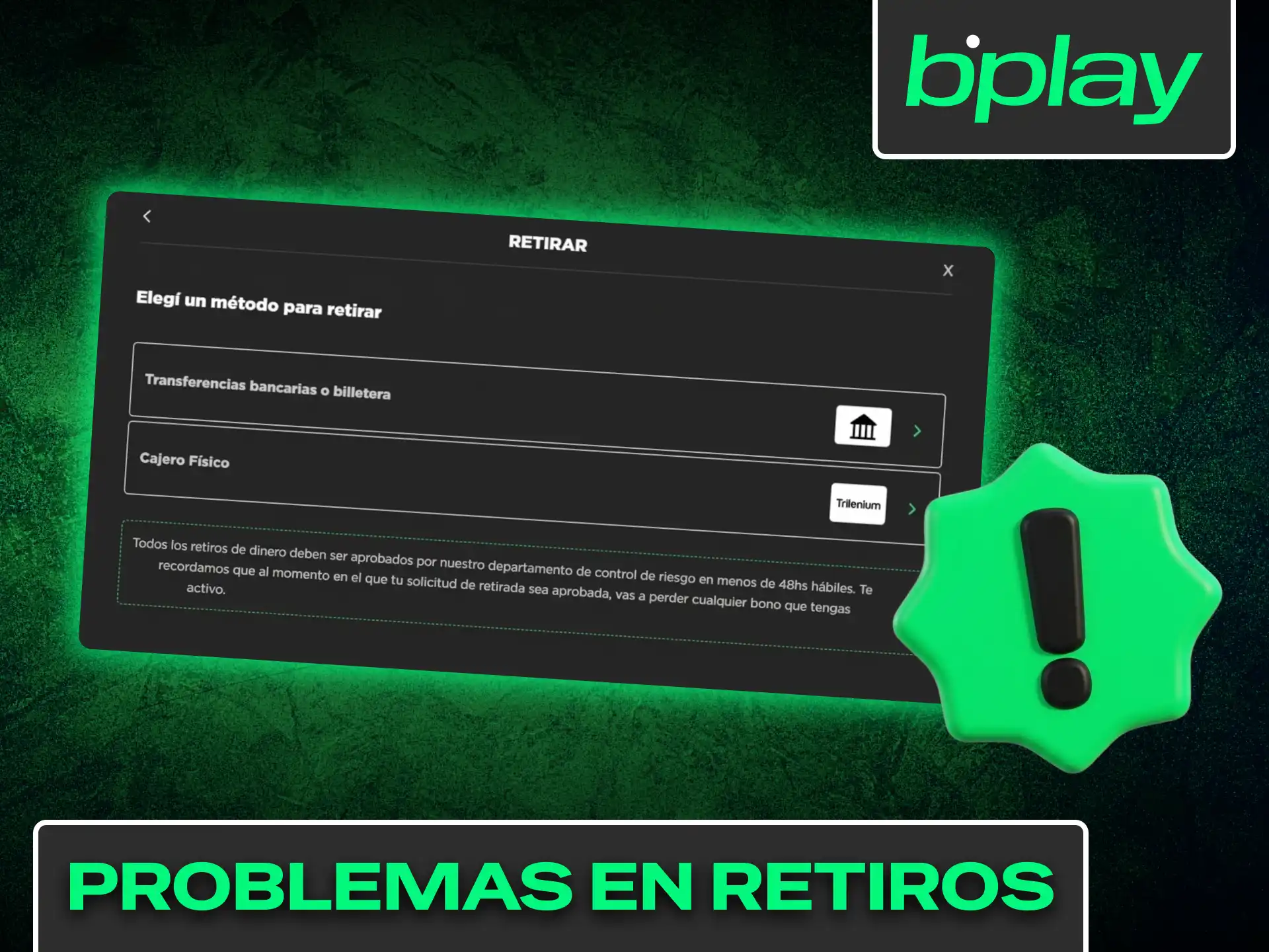 Resolvé rápidamente los problemas comunes en los retiros de Bplay.