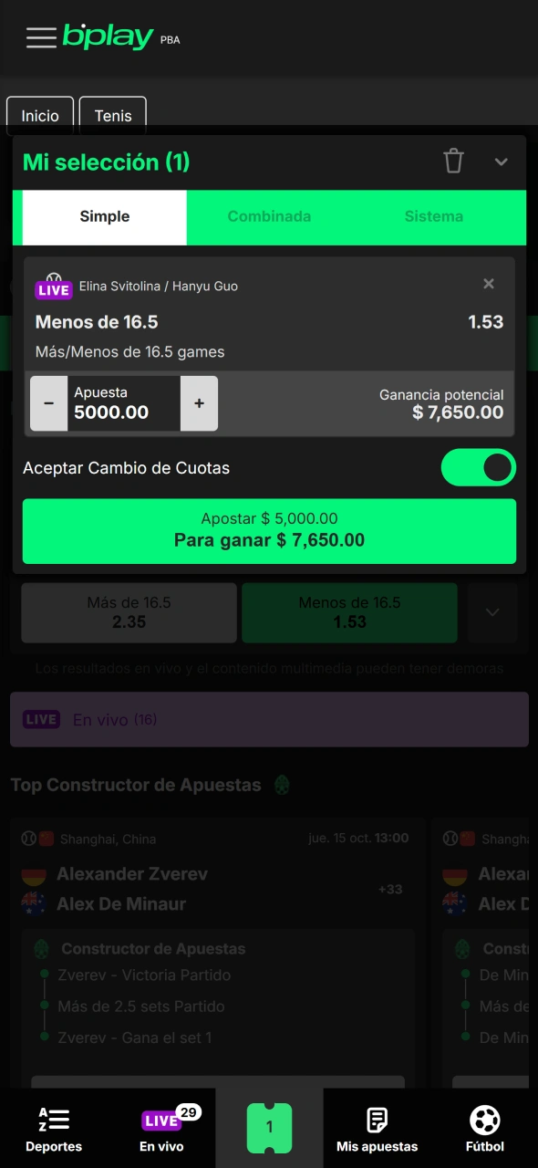 Seleccioná tu mercado favorito y confirmá la apuesta en Bplay Argentina.